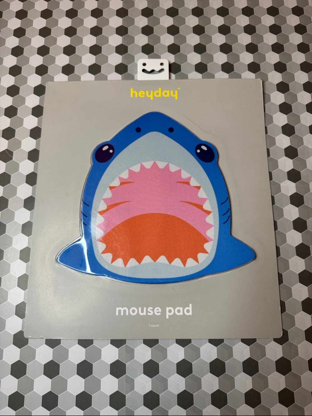 heyday Blue Shark Graphic Mouse Pad with Pink & Orange Mouth